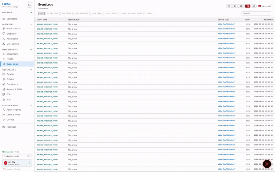 Event Logs panel filtering down to one match type, then opening its detail